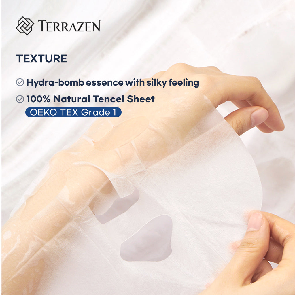 (Exp 08/25) Terrazen Aqua Recharge Treatment Mask 10pcs - Hydrating Hyaluronic facial water bomb treatment mask; enjoy endless moisture & barrier care - Bloom Concept