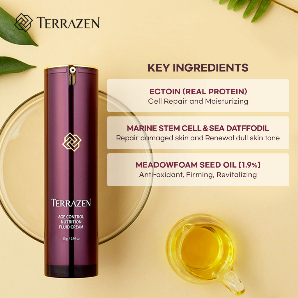 (Exp 06/25) Terrazen Age Control Nutrition Fluid Cream 15ml/55g - Soft, Restorative Cream that Boosts Inner Density and Creates a Smooth, Radiant Complexion - Bloom Concept
