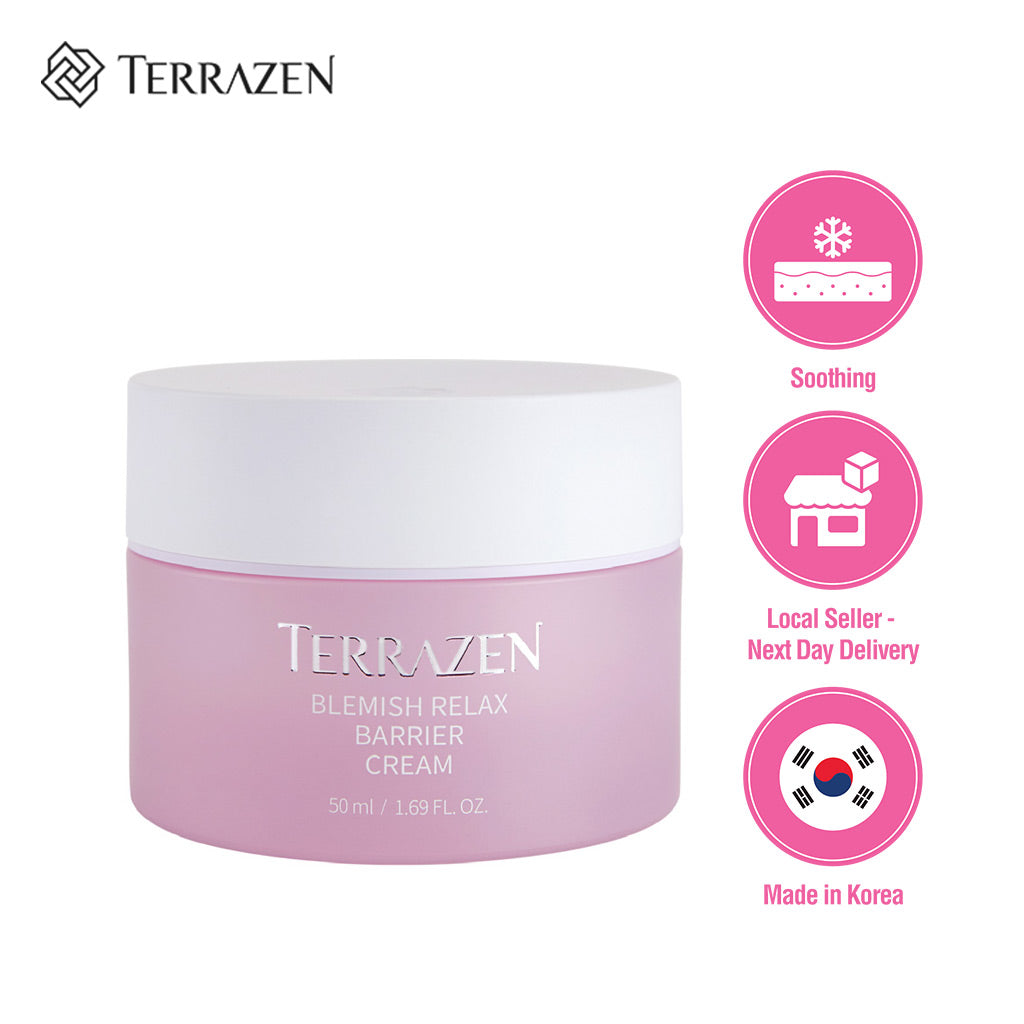 Terrazen Blemish Relax Barrier Cream 50ml - Clear Blemishes & Repair Sensitive Skin, Lightweight & Effective - Bloom Concept