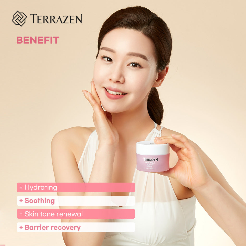 Terrazen Blemish Relax Barrier Cream 50ml - Clear Blemishes & Repair Sensitive Skin, Lightweight & Effective - Bloom Concept