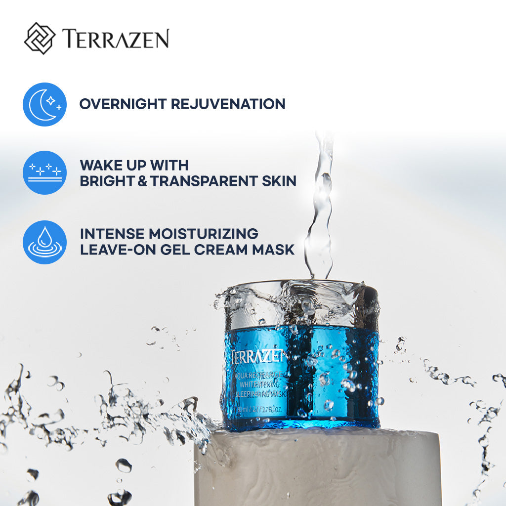 (Exp 08/25) Terrazen Aqua Recharge Whitening Sleeping Mask 80ml - Overnight Rejuvenation for Brighter, More Hydrated Skin - Bloom Concept