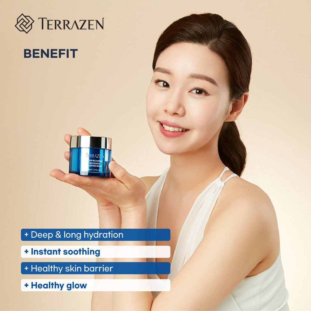 (Exp 08/25) Terrazen Aqua Recharge Whitening Sleeping Mask 80ml - Overnight Rejuvenation for Brighter, More Hydrated Skin - Bloom Concept