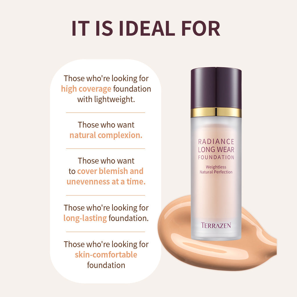 (Exp 09/25) Terrazen Long Wear Foundation 30ml - Weightless, Buildable Coverage for a Flawless, Natural Radiance - Korean Beauty Makeup Must-Have - Bloom Concept