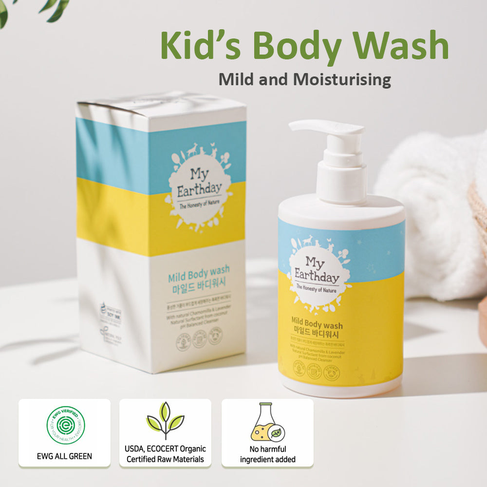 MyEarthday Mild Body Wash 300ml - formulated for Baby & Kids, Hypoallergenic, Soothing & Moisturizing - Bloom Concept