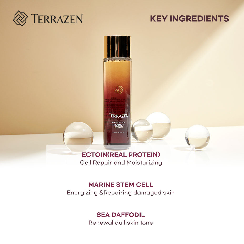 (Exp 06/25) Terrazen Age Control Treatment Essence 30ml/150ml - A Multi-purpose Formula for Bouncy, Luminous Skin Anti-aging, Firming, Brightening, Elasticity, and Luminous Skin in One Bottle - Bloom Concept